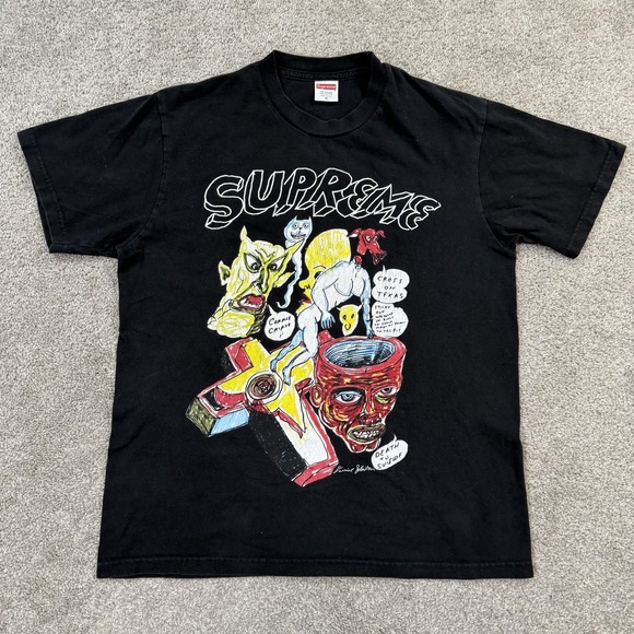 Supreme Daniel Johnston Corpus Christie Texas Devil Cross Shirt M VTG Black